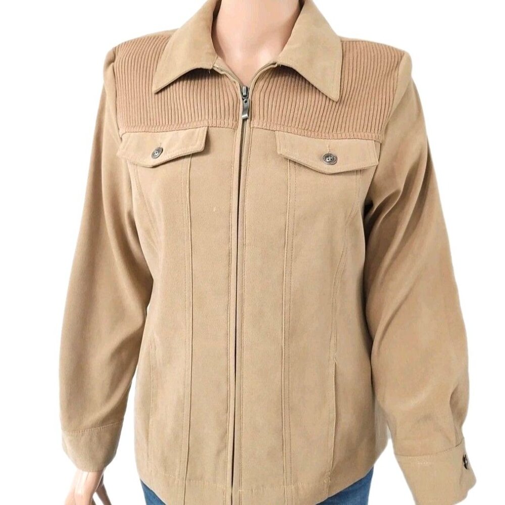 Allison Daley Beige Zip Up Utility Jacket Size 4P Petite